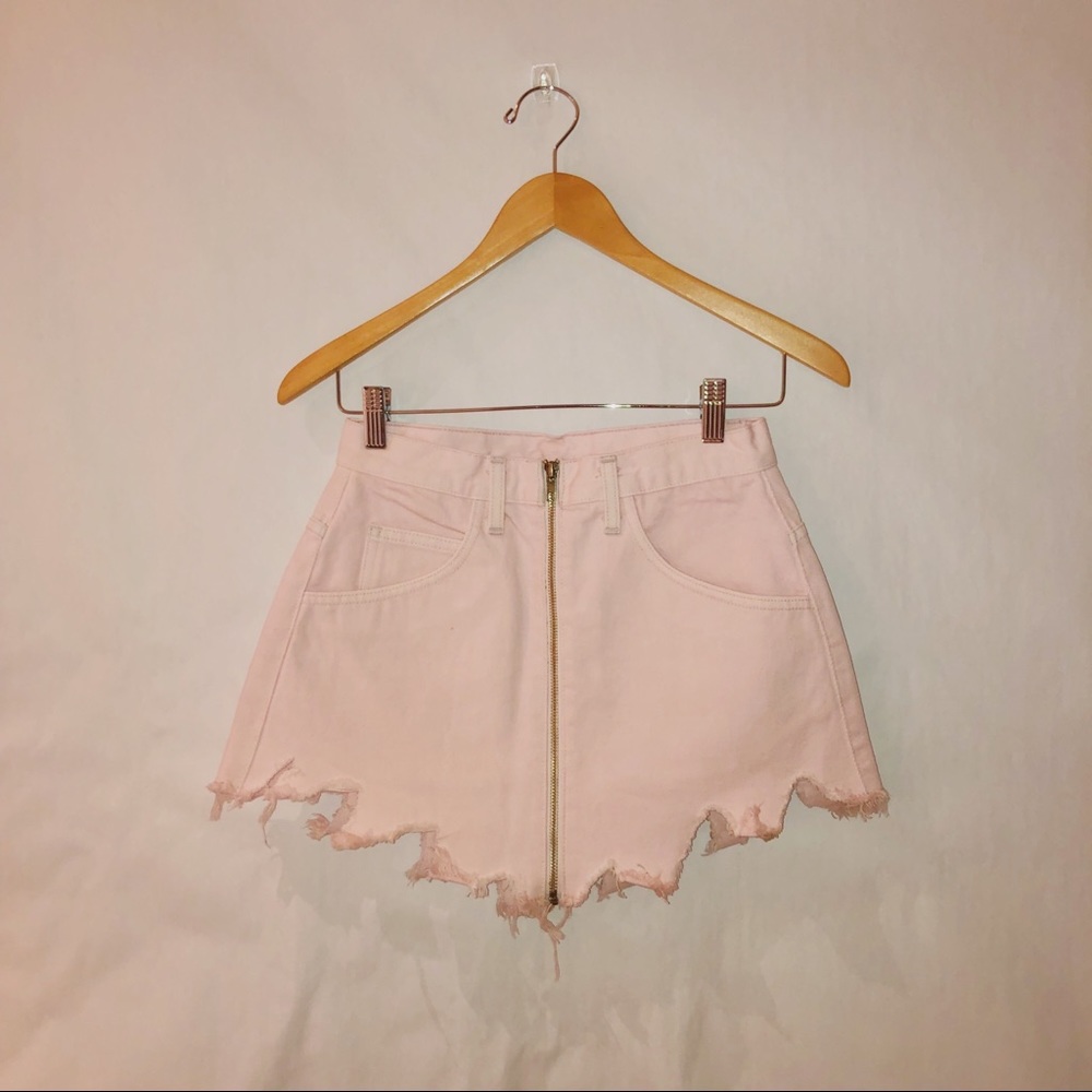 NWT Cargo Zip Front Skirt with Chevron Fringed Hem